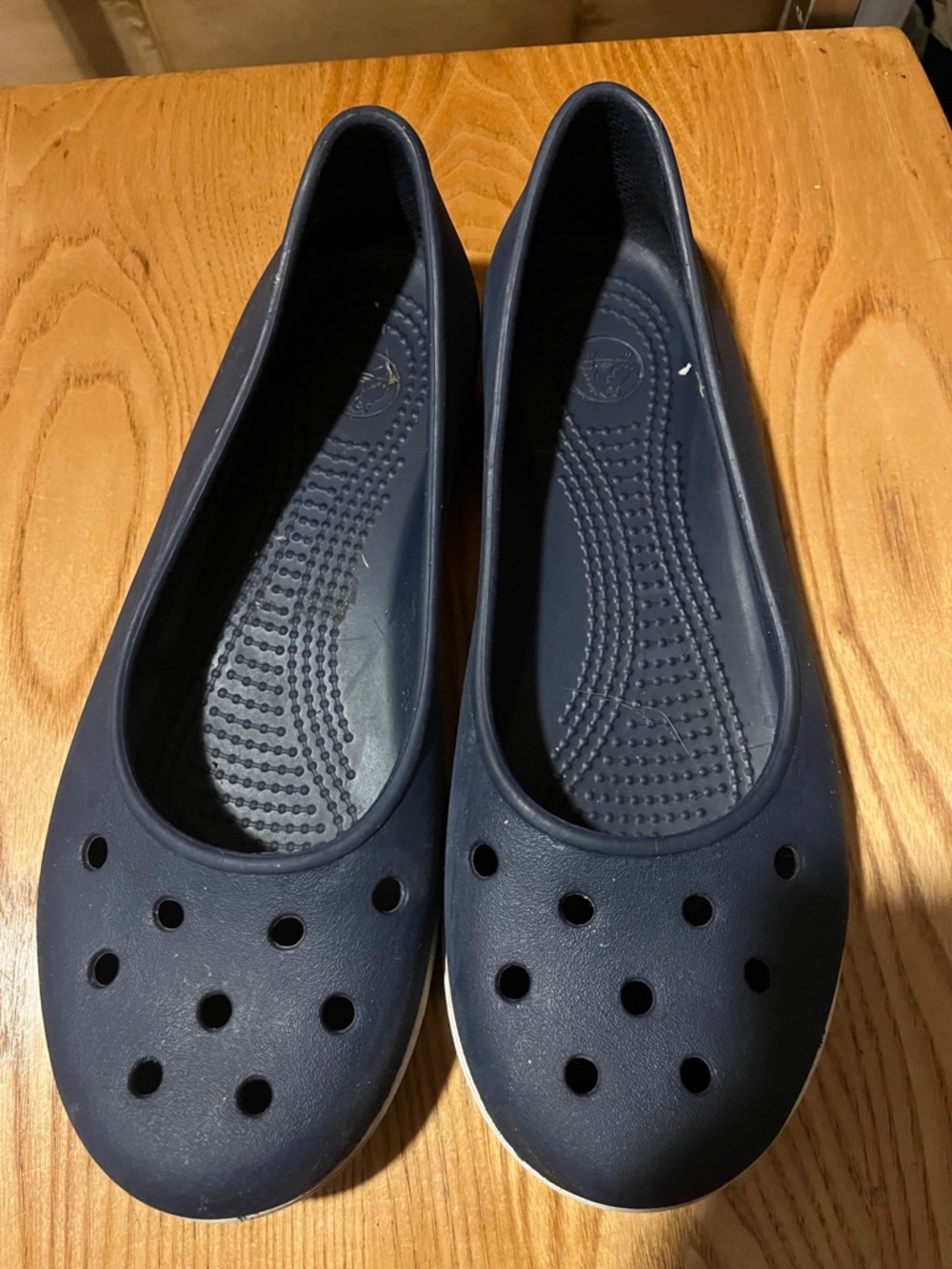 CROCS Navy Slip-On Ballet Flats with Perforated Toe